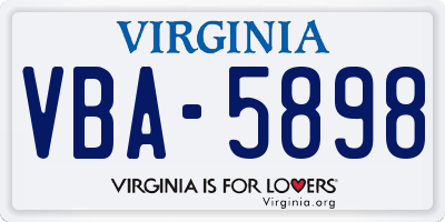 VA license plate VBA5898