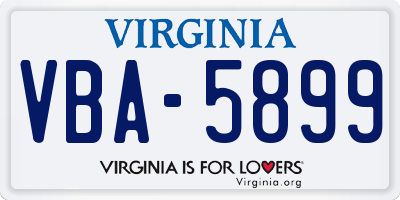 VA license plate VBA5899