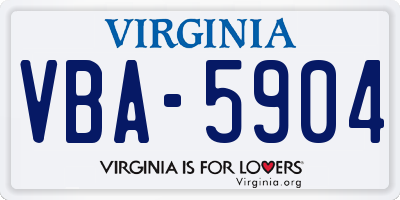 VA license plate VBA5904