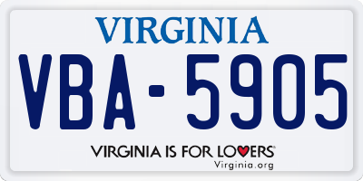VA license plate VBA5905