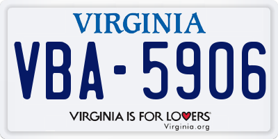 VA license plate VBA5906