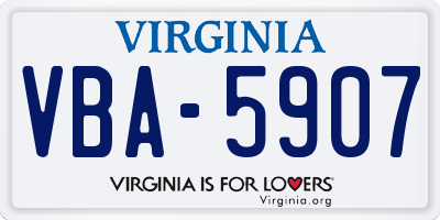 VA license plate VBA5907