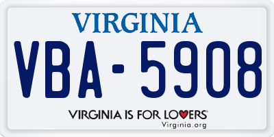 VA license plate VBA5908