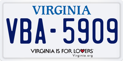 VA license plate VBA5909