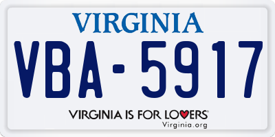 VA license plate VBA5917