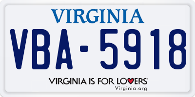 VA license plate VBA5918