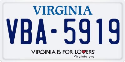 VA license plate VBA5919