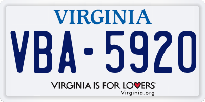 VA license plate VBA5920