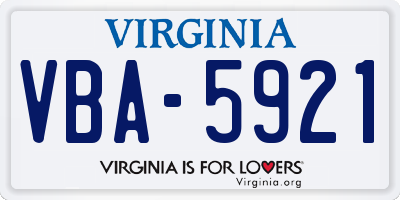 VA license plate VBA5921