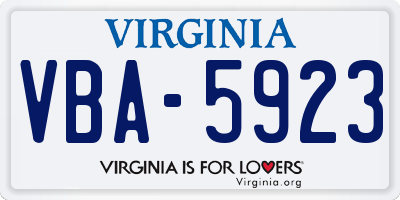 VA license plate VBA5923