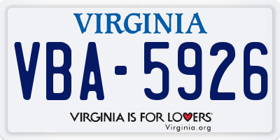 VA license plate VBA5926