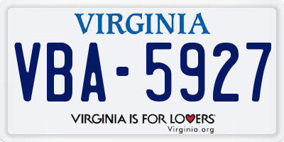 VA license plate VBA5927