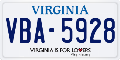 VA license plate VBA5928