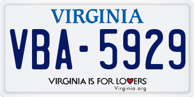 VA license plate VBA5929