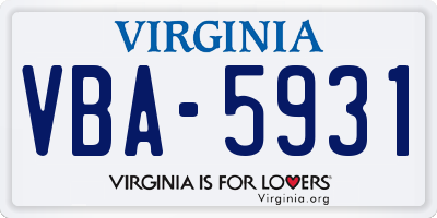 VA license plate VBA5931