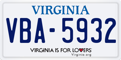 VA license plate VBA5932