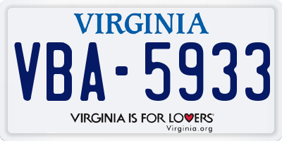 VA license plate VBA5933