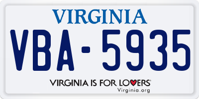 VA license plate VBA5935
