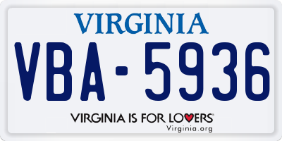 VA license plate VBA5936