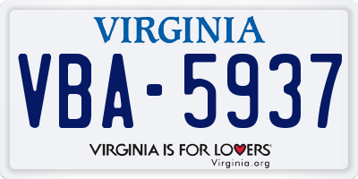 VA license plate VBA5937