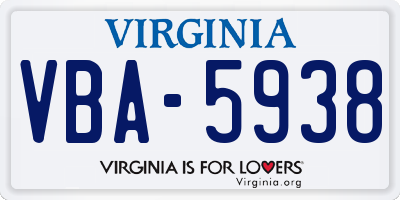 VA license plate VBA5938