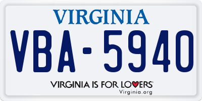 VA license plate VBA5940