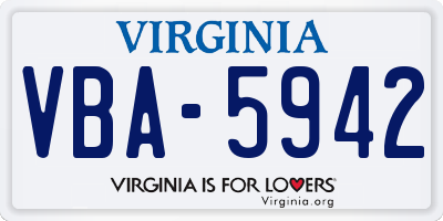 VA license plate VBA5942
