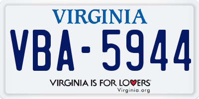 VA license plate VBA5944