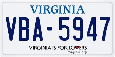 VA license plate VBA5947
