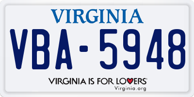 VA license plate VBA5948
