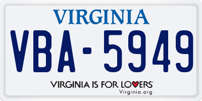 VA license plate VBA5949