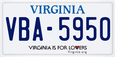 VA license plate VBA5950