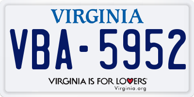 VA license plate VBA5952