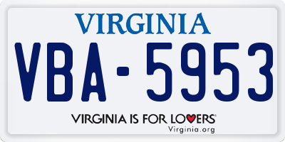 VA license plate VBA5953
