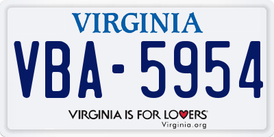 VA license plate VBA5954