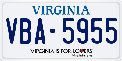 VA license plate VBA5955