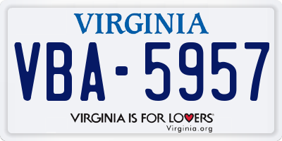 VA license plate VBA5957