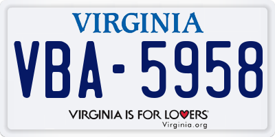 VA license plate VBA5958