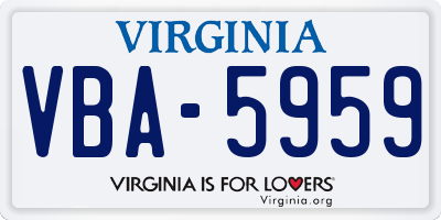 VA license plate VBA5959