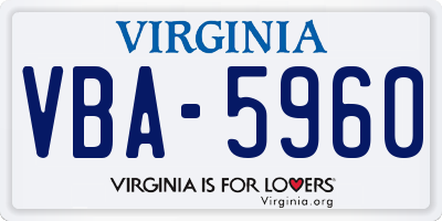 VA license plate VBA5960