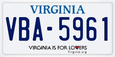 VA license plate VBA5961