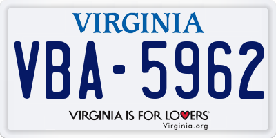 VA license plate VBA5962