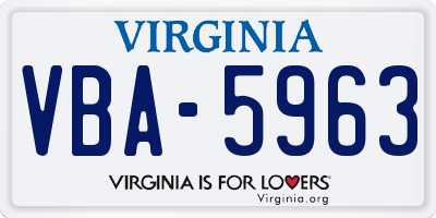 VA license plate VBA5963