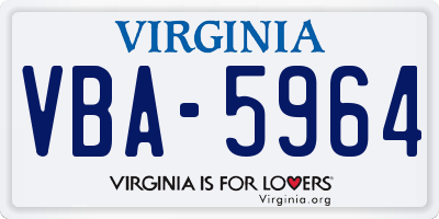 VA license plate VBA5964