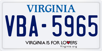 VA license plate VBA5965