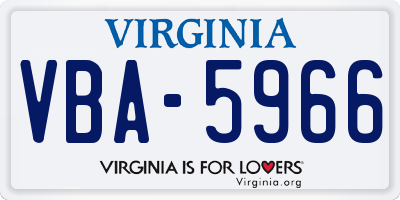 VA license plate VBA5966