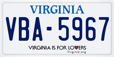 VA license plate VBA5967