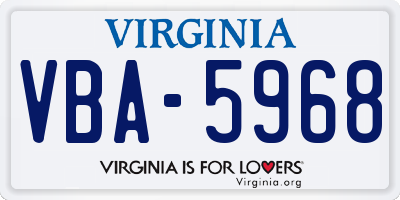 VA license plate VBA5968
