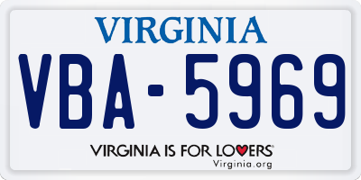 VA license plate VBA5969