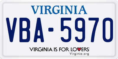 VA license plate VBA5970